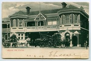 Primary view of object titled '[Postcard of Adelaide Fire Station, Australia]'.