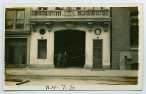 Primary view of object titled '[Postcard with a Picture of a New York Fire Station]'.