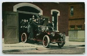 Primary view of object titled '[Postcard of the Detroit Fire Department]'.
