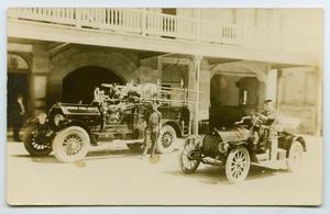 [Postcard with a Photograph of Two Vehicles of the Austin Fire Department]