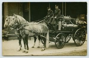 [Postcard with a Photograph of a Horse-Drawn Fire Wagon]