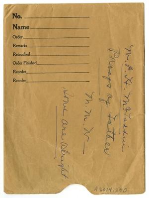 Primary view of object titled '[Envelope for Photographs]'.