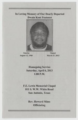 [Funeral Program for Dwain Kent Fontenot, April 6, 2013]