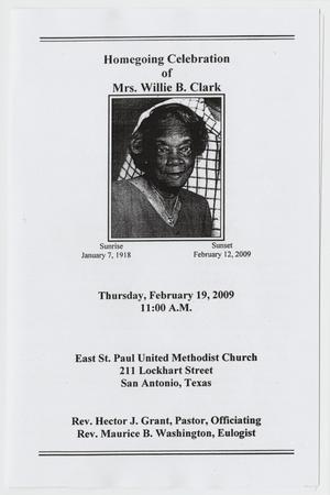 [Funeral Program for Willie B. Clark, February 19, 2009]