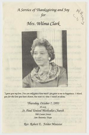 [Funeral Program for Wilma Clark, October 7, 1993]