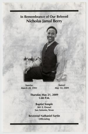 [Funeral Program for Nicholas Jamal Berry, May 21, 2009]