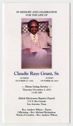 [Funeral Program for Claudie Raye Grant, Sr., November 3, 2011]