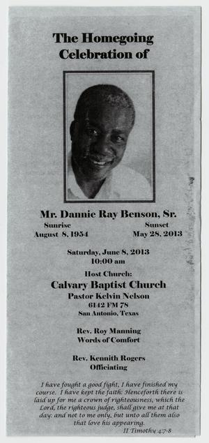 [Funeral Program for Dannie Ray Benson, Sr., June 8, 2013]