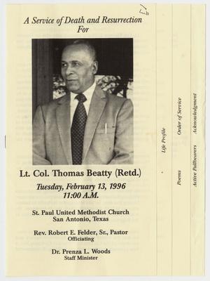 [Funeral Program for Thomas Beatty, February 13, 1996]