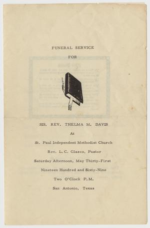 [Funeral Program for Thelma M. Davis, May 31, 1969]