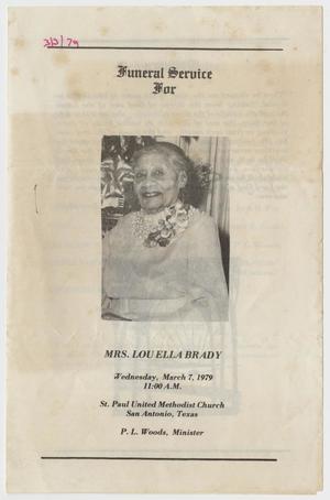 [Funeral Program for Lou Ella Brady, March 7, 1979]