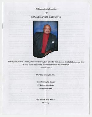 [Funeral Program for Richard Marshall Galloway, Sr., January 17, 2013]