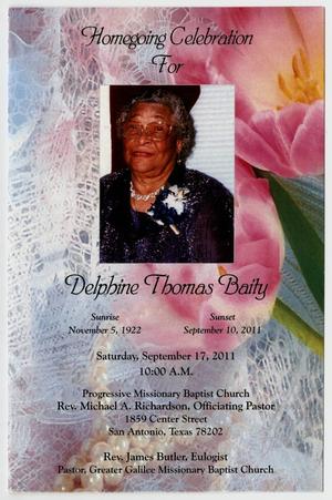 [Funeral Program for Delphine Thomas Baity, September 17, 2011]