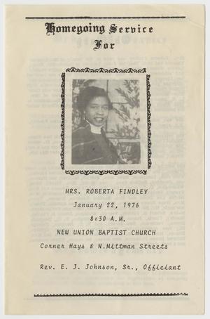 [Funeral Program for Roberta Findley, January 22, 1976]