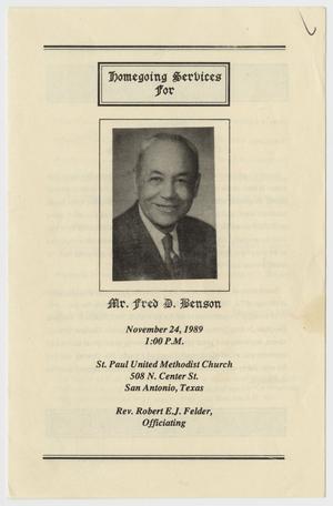 [Funeral Program for Fred D. Benson, November 24, 1989]