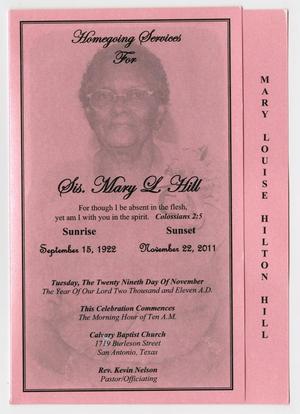 [Funeral Program for Mary L. Hill, November 29, 2011]