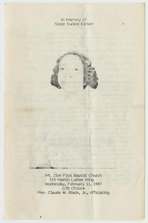 [Funeral Program for Eunice Ellison, February 11, 1987]