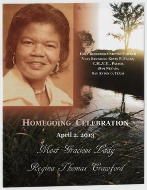 Primary view of object titled '[Funeral Program for Regina Thomas Crawford, April 2, 2013]'.