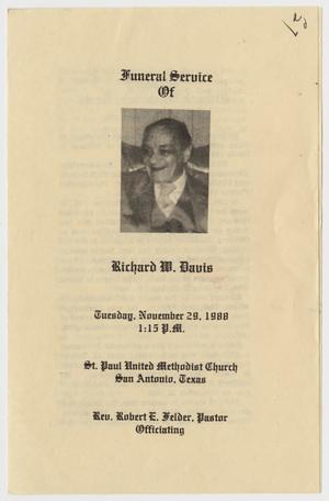 [Funeral Program for Richard W. Davis, November 29, 1988]