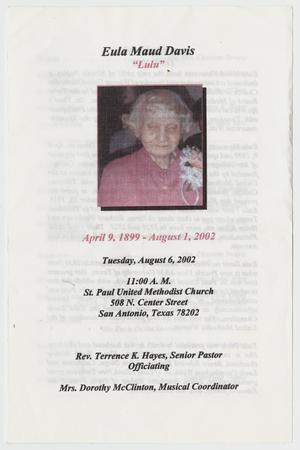 [Funeral Program for Eula Maud Davis, August 6, 2002]