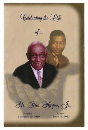 Primary view of object titled '[Funeral Program for Alex Harper, Jr., June 25, 2013]'.
