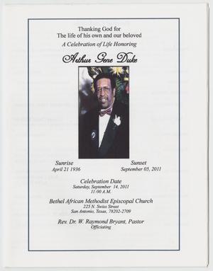 [Funeral Program for Arthur Gene Duke, September 14, 2011]