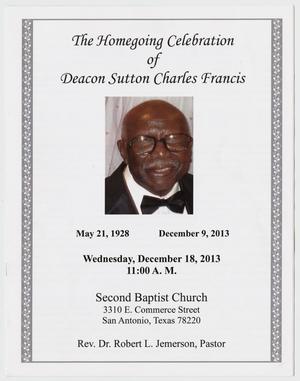 Primary view of object titled '[Funeral Program for Sutton Charles Francis, December 18, 2013]'.