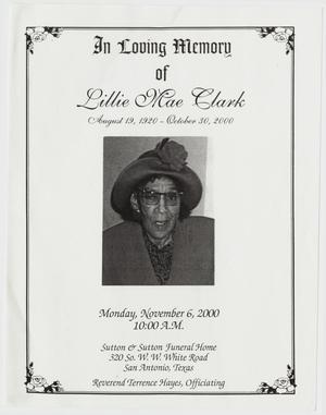 [Funeral Program for Lillie Mae Clark, November 6, 2000]