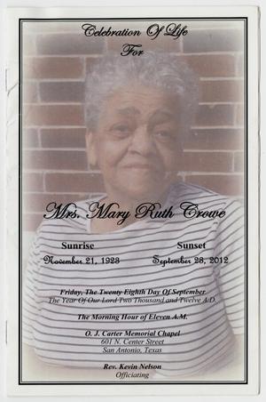Primary view of object titled '[Funeral Program for Mary Ruth Crowe, September 28, 2012]'.