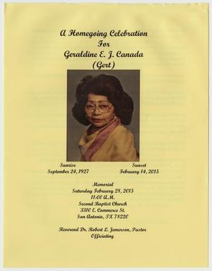 [Funeral Program for Geraldine E. J. Canada, February 28, 2015]
