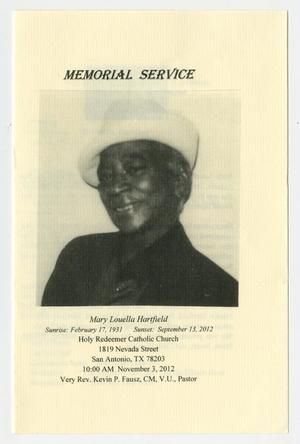 [Funeral Program for Mary Louella Hartfield, November 3, 2012]