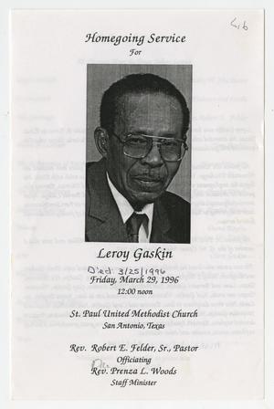 [Funeral Program for Leroy Gaskin, March 29, 1996]