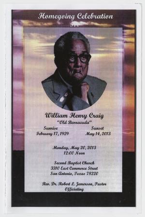[Funeral Program for William Henry Craig, May 20, 2013]