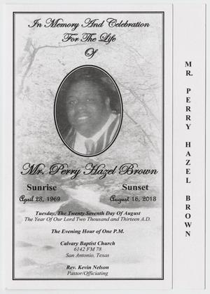 [Funeral Program for Perry Hazel Brown, August 27, 2013]