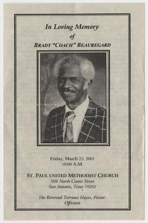 [Funeral Program for Brady Beauregard, March 23, 2001]