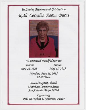 [Funeral Program for Ruth Cornelia Aaron Burns, May 18, 2015]