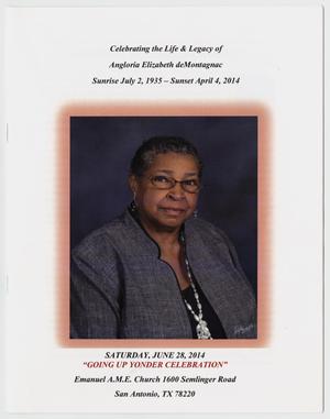 Primary view of object titled '[Funeral Program for Angloria Elizabeth deMontagnac, June 28, 2014]'.