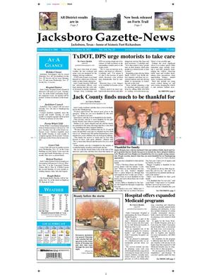Jacksboro Gazette-News (Jacksboro, Tex.), Vol. 134, No. 25, Ed. 1 Tuesday, November 26, 2013