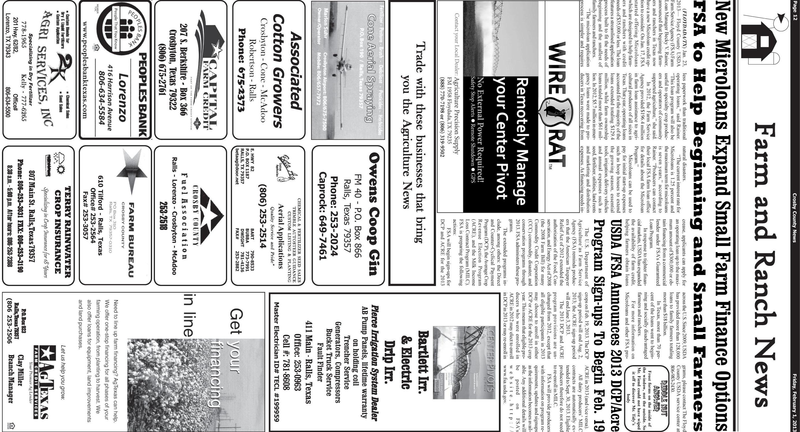 Crosby County News (Ralls, Tex.), Vol. 126, No. 5, Ed. 1 Friday, February 1, 2013
                                                
                                                    [Sequence #]: 12 of 14
                                                