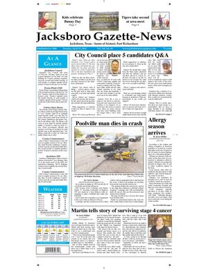 Jacksboro Gazette-News (Jacksboro, Tex.), Vol. 134, No. 44, Ed. 1 Tuesday, April 22, 2014
