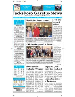 Primary view of object titled 'Jacksboro Gazette-News (Jacksboro, Tex.), Vol. 134, No. 16, Ed. 1 Tuesday, September 24, 2013'.
