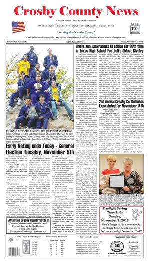 Crosby County News (Ralls, Tex.), Vol. 126, No. 43, Ed. 1 Friday, November 1, 2013