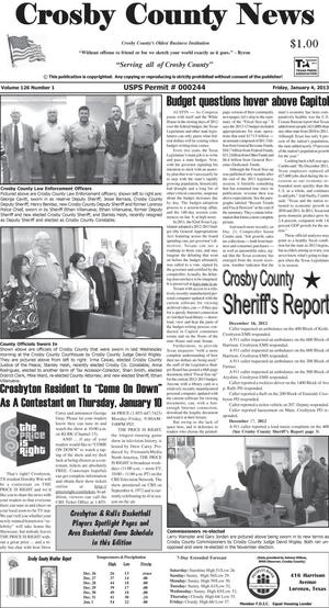 Crosby County News (Ralls, Tex.), Vol. 126, No. 1, Ed. 1 Friday, January 4, 2013