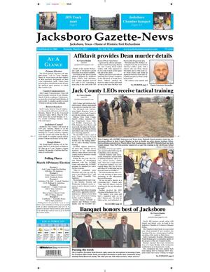 Primary view of object titled 'Jacksboro Gazette-News (Jacksboro, Tex.), Vol. 134, No. 39, Ed. 1 Tuesday, March 4, 2014'.