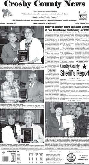 Crosby County News (Ralls, Tex.), Vol. 126, No. 16, Ed. 1 Friday, April 19, 2013