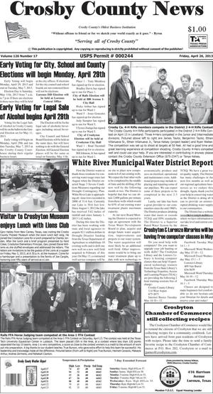 Crosby County News (Ralls, Tex.), Vol. 126, No. 17, Ed. 1 Friday, April 26, 2013