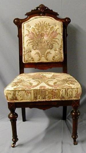 [Silk cream-colored parlor chair]