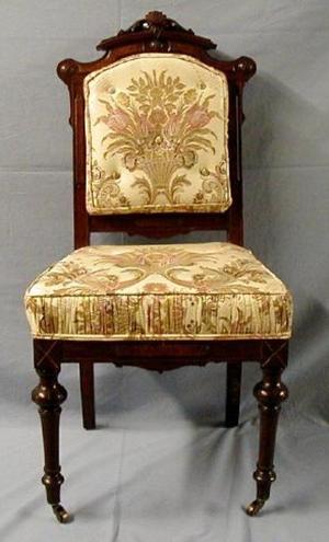 [Silk cream-colored parlor chair]