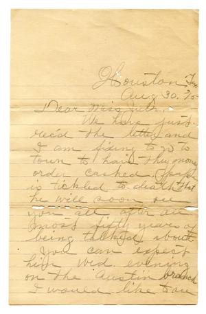 Primary view of object titled '[Correspondence to Julia Maria Pease from S.L. Whitley]'.
