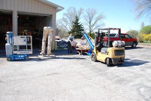 Primary view of object titled '[Attaching a Statue to a Forklift #2]'.
